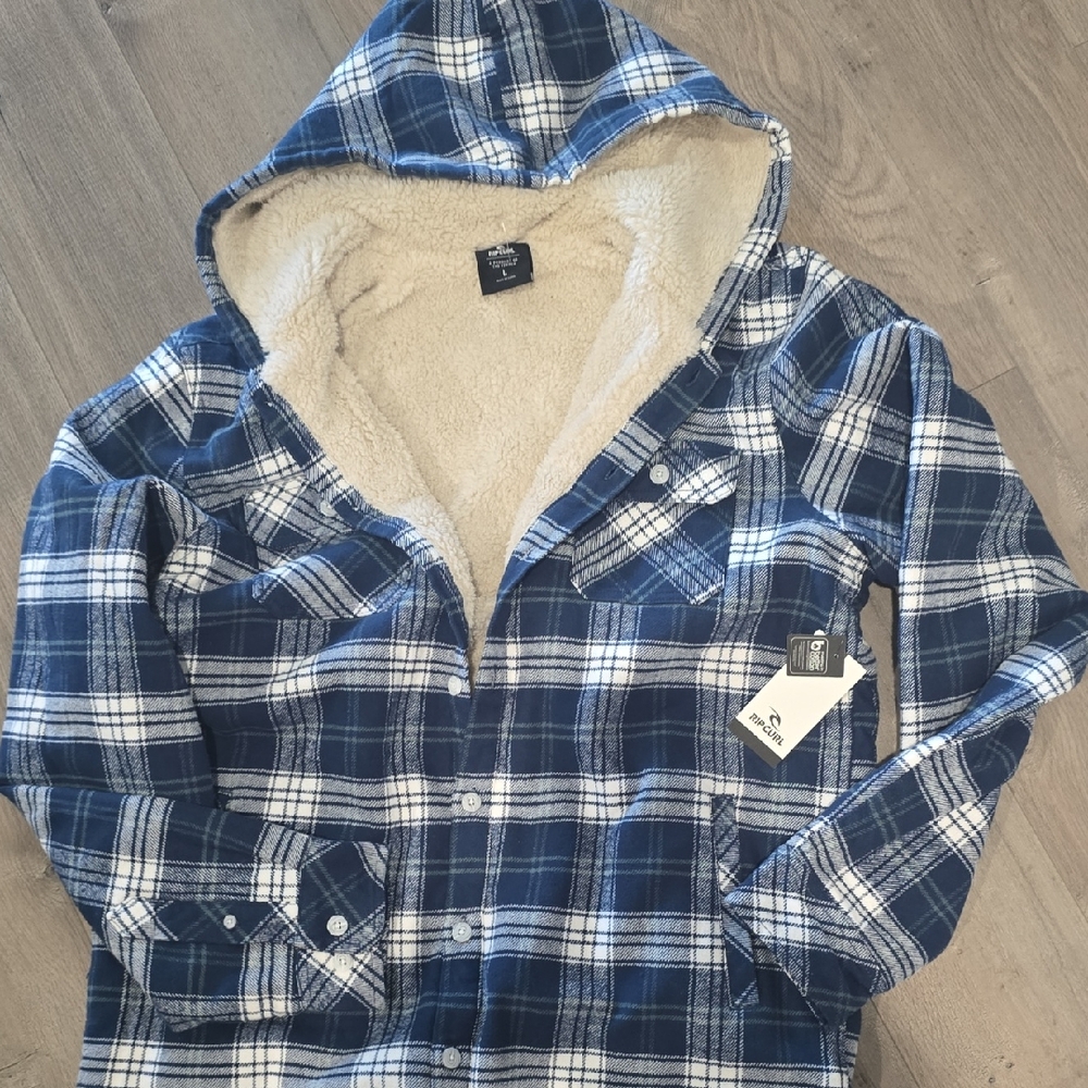 Rip Curl Blue Plaid Shirt Jacket Surf